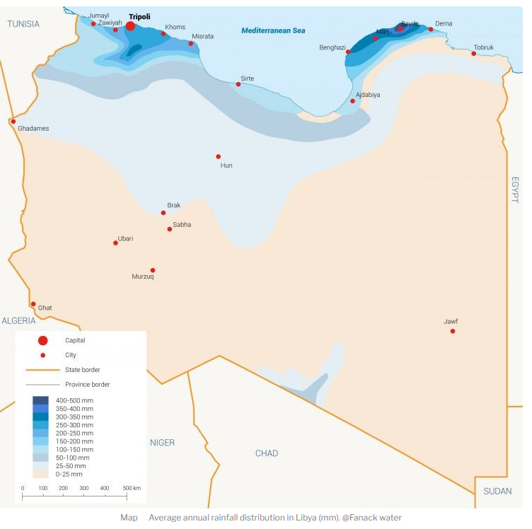 libya rainfall map